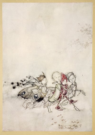 Enter Peasebottom, Cobweb, Moth, and Mustardseed, illustration from 